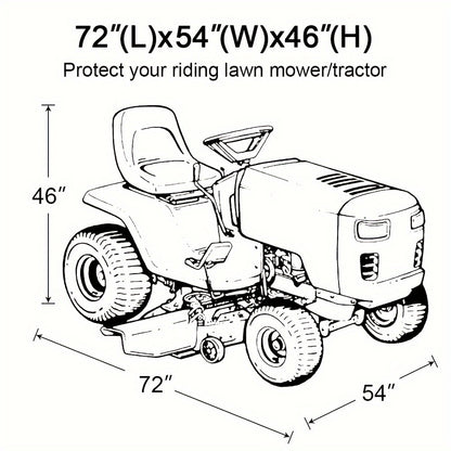 Heavy Duty Waterproof Lawn Mower Cover – 72"x54"x46" with UV Protection for Riding Lawn Tractors