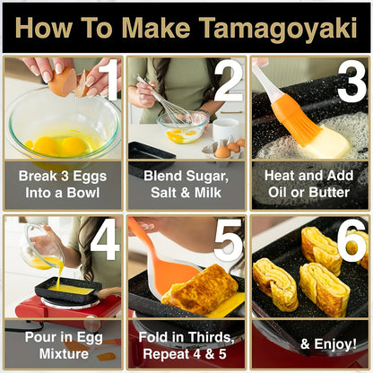 Japanese-Style Tamagoyaki Pan - Square Non-Stick Cooking Pan with Imitation Wood Handle | Ideal for Omelets, Frying, and Small Skillets - Perfect for Home Kitchens and Restaurants