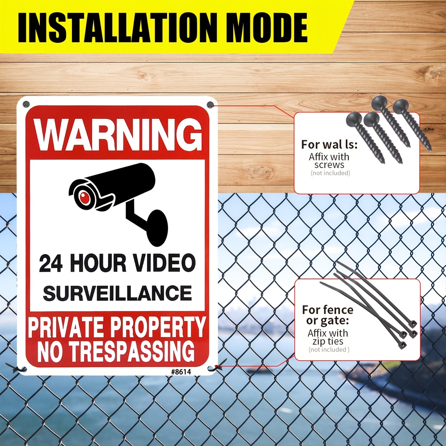 4pcs No Trespassing Signs - Private Property Warning Aluminum Security Camera Signs for Home & Yard, 7x10 Inches