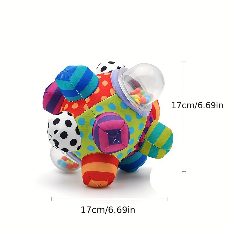 Baby Bomb Ball Rattle - Tactile Sensory 3D Cloth Ball for 0-1 Year Olds, Perfect Hand Grab Toy and Gift for Halloween, Christmas, Thanksgiving
