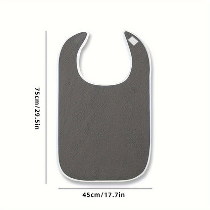 Adult Reusable Bib – Waterproof and Stain Resistant, Suitable for Seniors and Adults, Grey Towel Material, Machine Washable