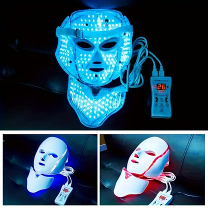 Plug-in 7-Color LED Face & Neck Care Mask – LED Skin Treatment Mask for Facial Rejuvenation