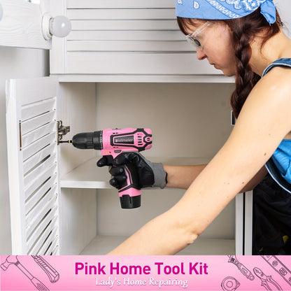 Bielmeier 12V Pink Cordless Drill Set & 20V 58pcs Black Cordless Drill Set – Essential Women's Power Tool Set for Home Projects, Stylish Pink Accessories for Home Maintenance