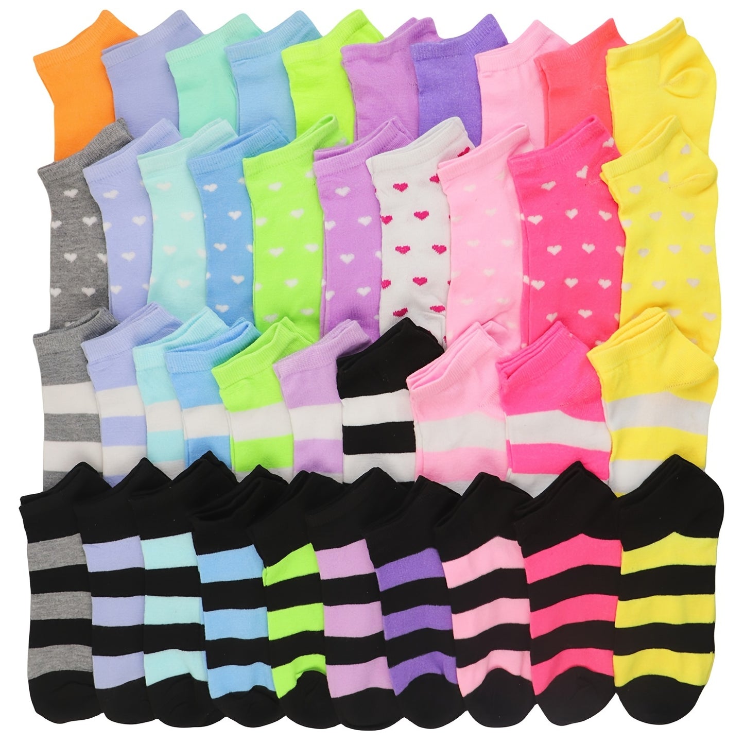 20 Pairs Candy Color Low Cut Ankle Socks for Women – Casual and Breathable Hosiery
