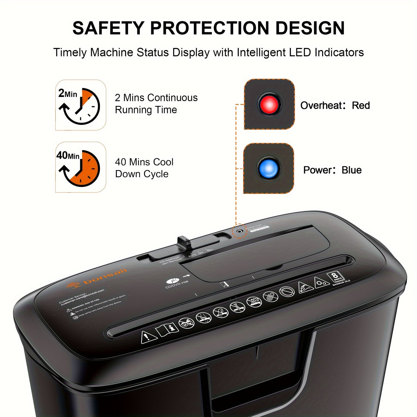 8 Sheet Strip-Cut Paper Shredder for Home Office - High-Capacity, Destroys CDs & Credit Cards, 3.4-Gallon Wastebasket - Features Overheat Protection and Jam-Free Operation