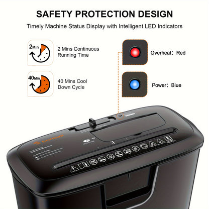8 Sheet Strip-Cut Paper Shredder for Home Office - High-Capacity, Destroys CDs & Credit Cards, 3.4-Gallon Wastebasket - Features Overheat Protection and Jam-Free Operation