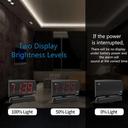 Big Digit Alarm Clock with Swivel Base – 2-Level Alarm Sound & Brightness, 12H Format, Outlet Powered Bedside Clock (B-Red)