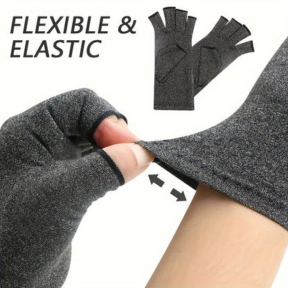 Fingerless Compression Gloves for Women and Men - Hand Joint Wraps, Sports Hand Support Thumb Gloves for Typing, Daily Work, and Hand Care - Open Finger Fit