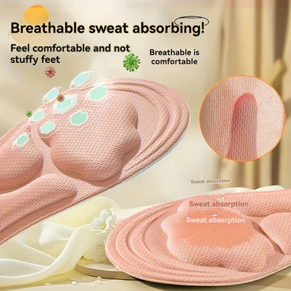 Cherry Blossom Pink Women's 6D Cloud Insoles – Thick, Comfortable & Breathable for Sports and Casual Wear