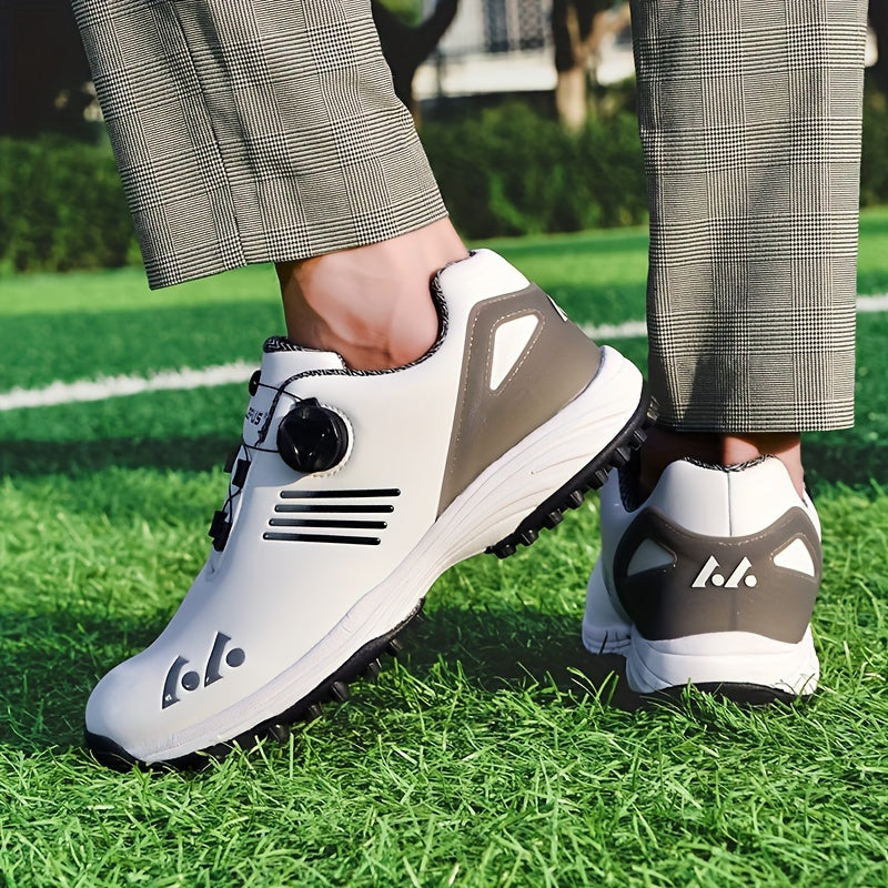 Men's Golf Shoes - Waterproof, Non-Slip Sports Sneakers with Swivel Button for Maximum Comfort