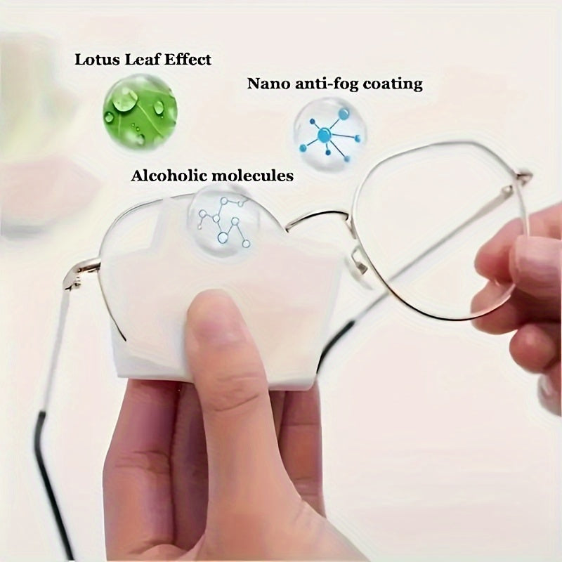 100pcs Pre Moistened Lens Wipes - Anti Fog, Quick Dry, Scratch Free for Eyeglasses, Screens, and Optical Goggles