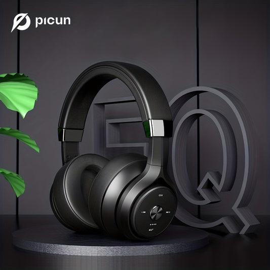 Picun P28X BT Over-Ear Headphones - 30H Playtime, EQ Music Modes, HiFi Stereo, Deep Bass, Lightweight Foldable Headset with Microphone, Dual Moving Coils for Home, Office and PC