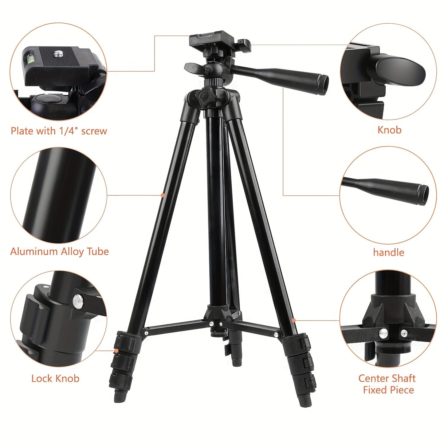 51" Adjustable Travel Tripod for Smartphones - Phone Holder with Remote Control for Meeting Recording, Outdoor Live Streaming, and Vlogging, Perfect Gift Idea
