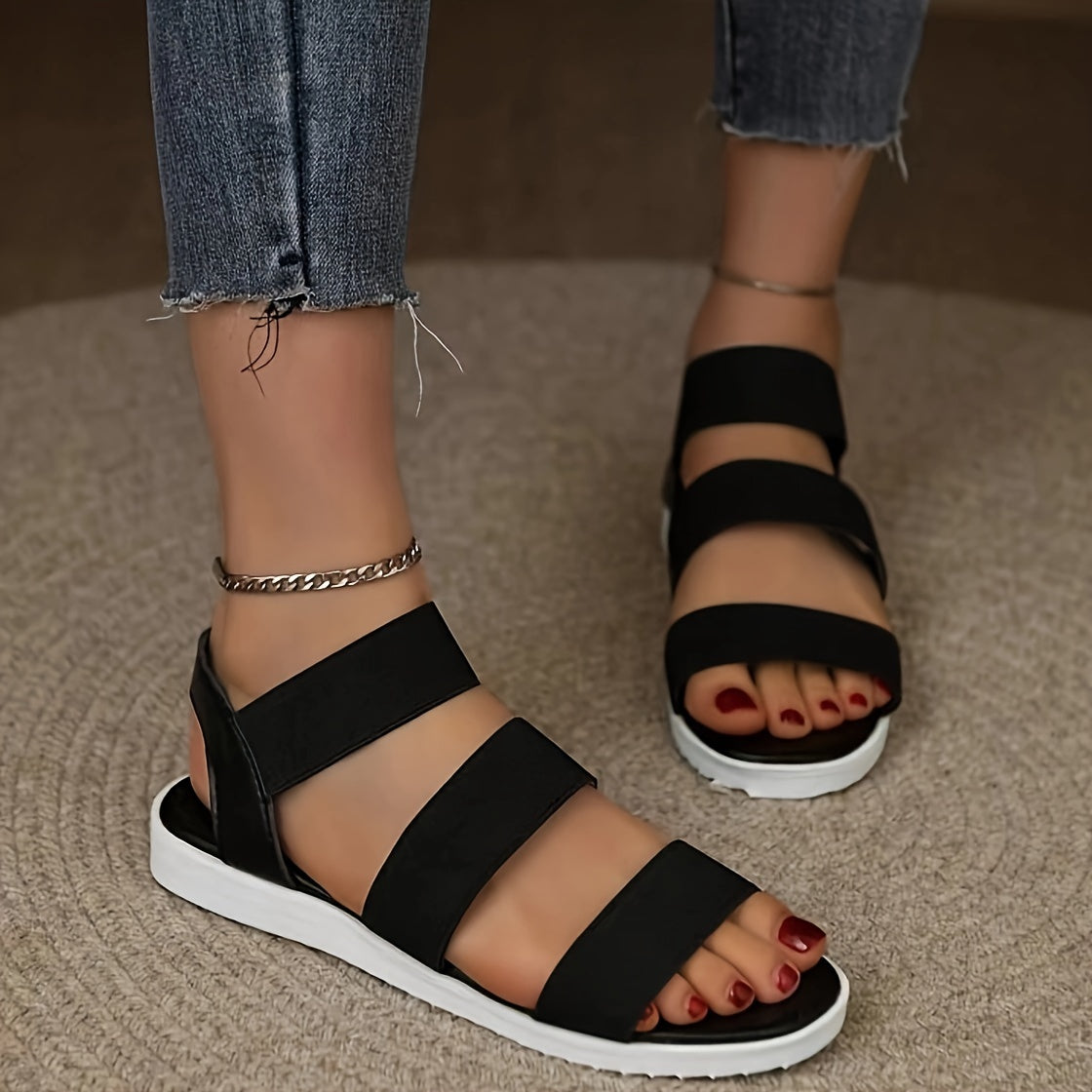 Women's Stylish Sports Sandals – Breathable Round Open Toe, Adjustable Elastic Bands, Vibrant Colors, Ultra-Comfortable Sole – Perfect for Summer Beach Adventures
