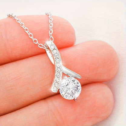 2 Piece Set 925 Sterling Silver Moissanite Pendant Necklace & Ring Earrings - Elegant Fashion Accessories, Perfect Daughter's Birthday, Christmas & Party Gift