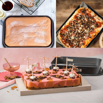 Leak-Proof Rectangular Cake Pan 9.45"x5.51" – Non Stick with Removable Bottom, Ideal for Cheesecakes and Desserts, Durable Carbon Steel, Oven and Dishwasher Safe