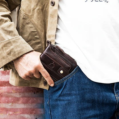 Men's Retro Genuine Leather Multi-Card Wallet with Zip - Large Capacity, Anti-Theft Design