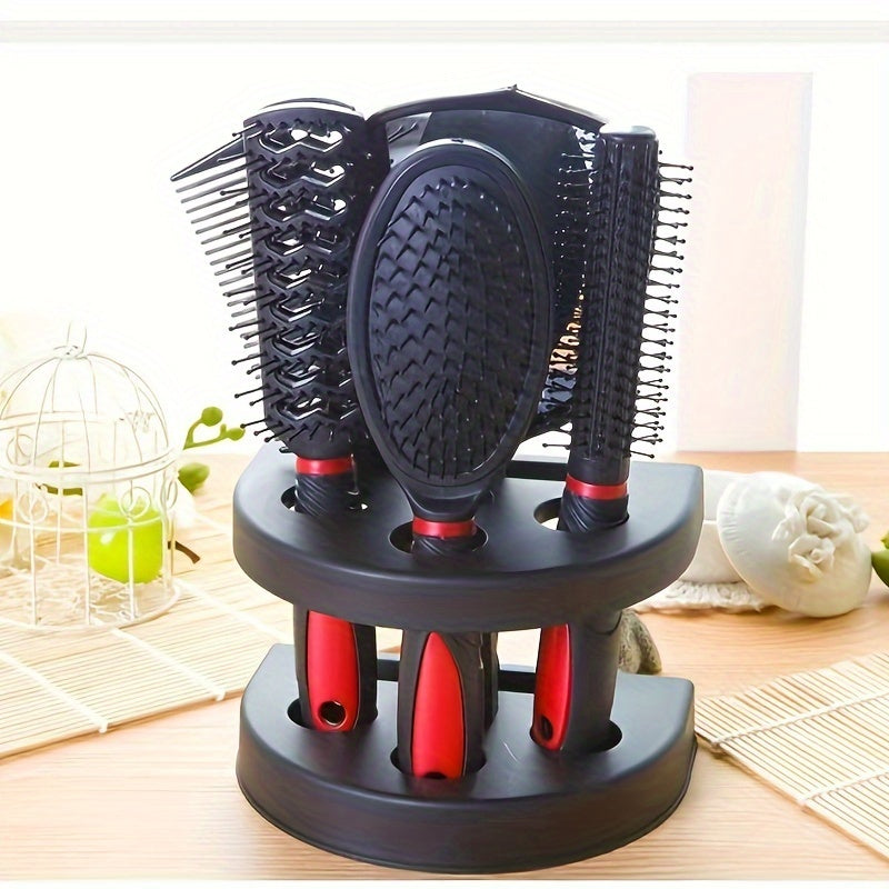 5 Piece Hairdressing Brush Holder Set – Hair Styling Brushes with Mirror, Hairdressing Combs for All Hair Types