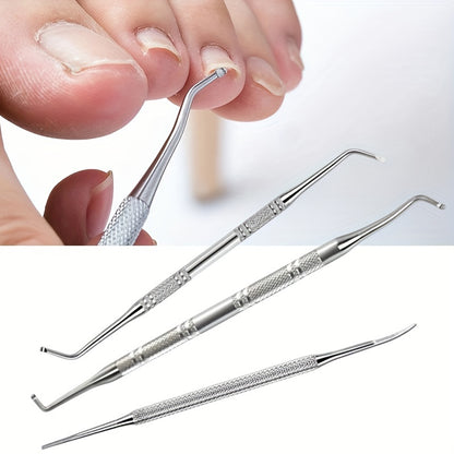 3PCS Stainless Steel Ingrown Toenail Tool Kit – Toenail File, Lifters, and Pedicure Tools for Pain Relief and Nail Care