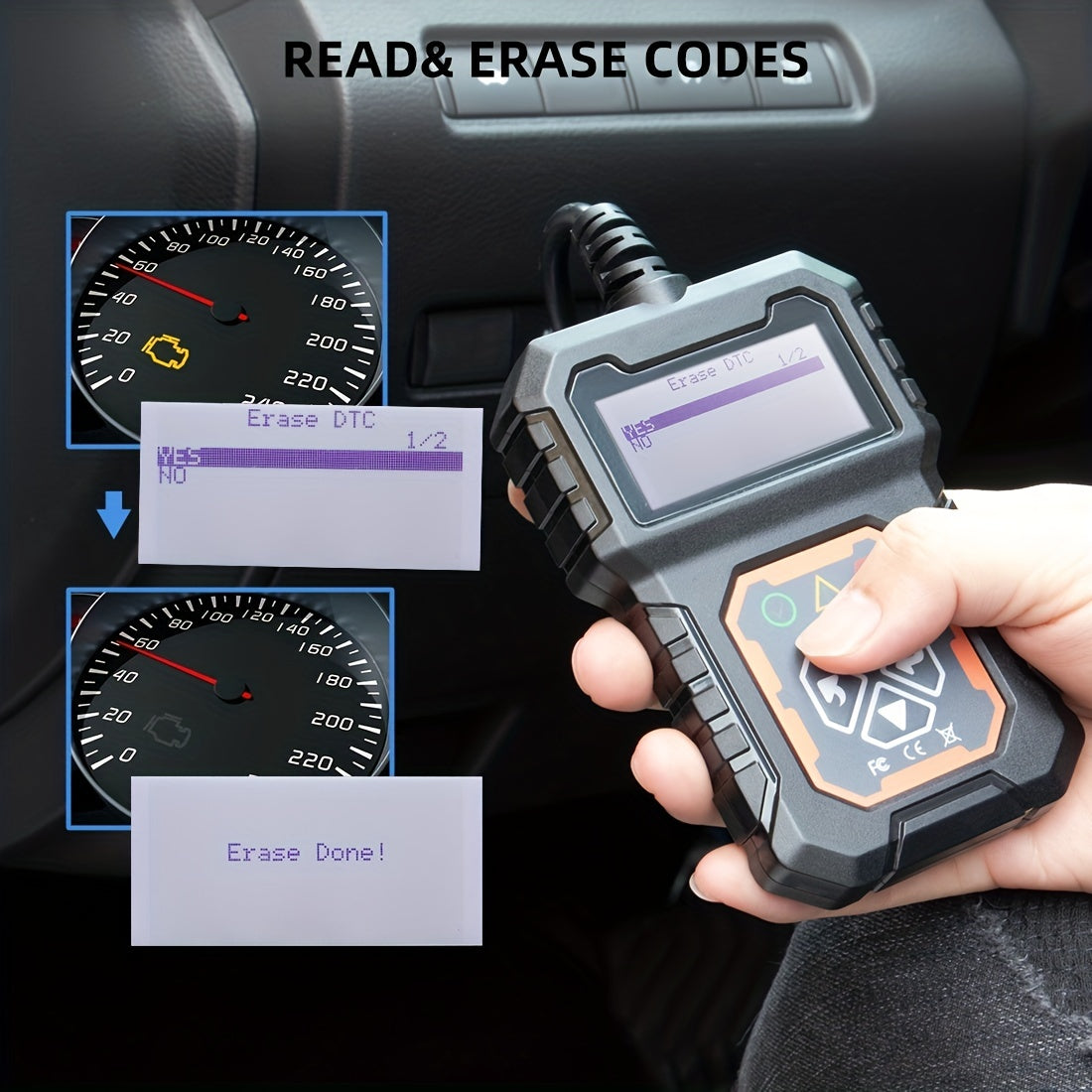 Car Code Reader – OBD2 Diagnostic Scanner for Check Engine Light and Fault Codes – EOBD CAN Protocols Tool for 12V OBDII Cars ( Since 1996 )