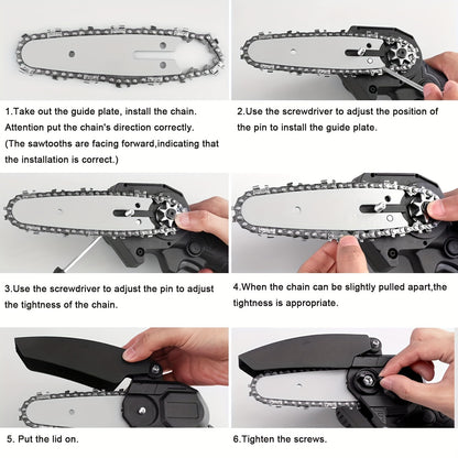 2x 6-Inch Mini Handheld Chain Saw - Band Saw with Splash Protection, Safety Lock, and 2 Batteries - Perfect Gift for Gardeners, Men, Women, and 50+ Birthdays