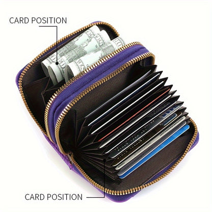 DEABOLAR Compact Dual Zipper Wallet - Large Capacity with Clear ID Window and Coin Purse, Black Faux Leather for Men and Women