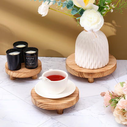 3PCS Wooden Display Risers – Cake Stands and Pedestal Stands for Christmas, Valentine's Day, New Year – Farmhouse Decor and Organizer for Home, Kitchen, Room