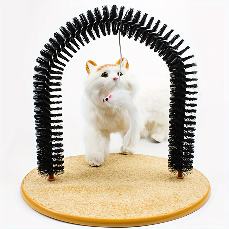 Multifunctional Cat Arch Grooming and Massage Toy - Hair Brush Scratching Toy for Cats and Kittens, Interactive Pet Supply