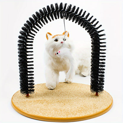 Multifunctional Cat Arch Grooming and Massage Toy - Hair Brush Scratching Toy for Cats and Kittens, Interactive Pet Supply