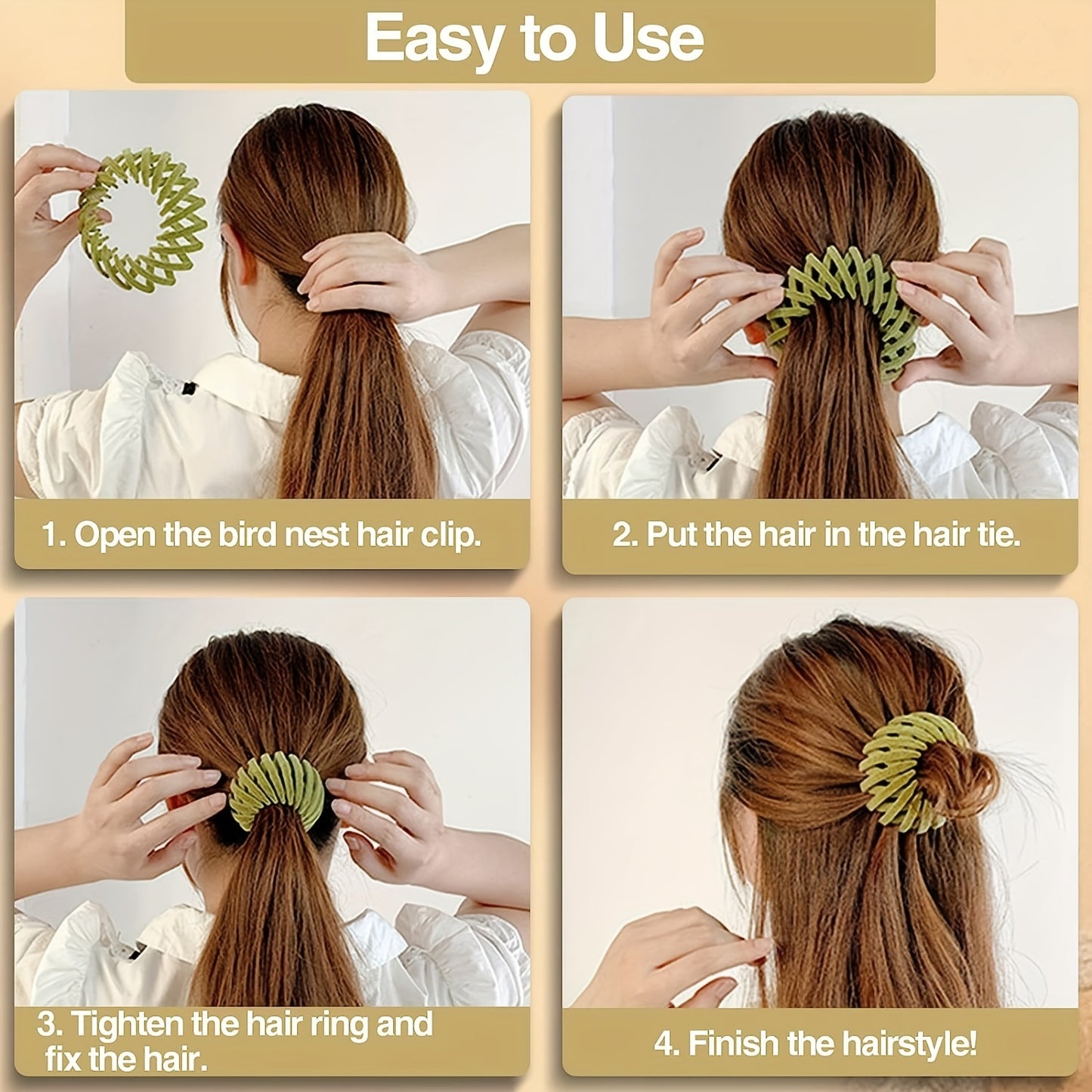 7 Piece Velvet Bird's Nest Magic Hair Clips - Monochrome Ponytail Holders and Lazy Ball Head Fixing Plates