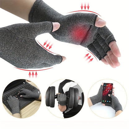 Fingerless Compression Gloves for Women and Men - Hand Joint Wraps, Sports Hand Support Thumb Gloves for Typing, Daily Work, and Hand Care - Open Finger Fit