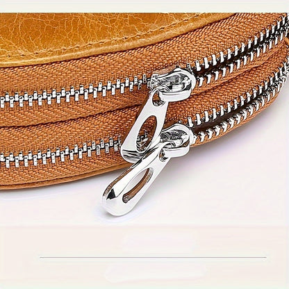 Vintage Smart Men's Leather Key Bag - Double Layer Multifunctional Key Holder with Folding Protector, Coin Purse and Business Card Slot, Genuine Leather, Durable and Stylish