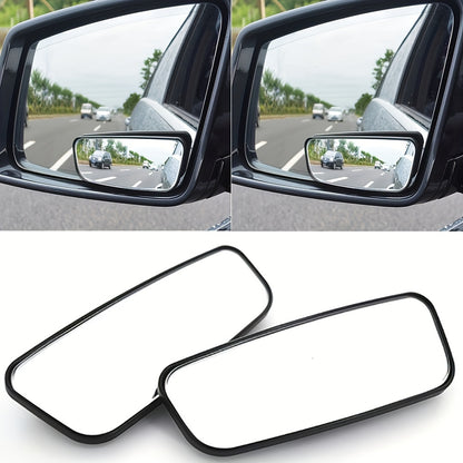 2PCS Oval Blind Spot Mirrors for Cars - Universal Fit, Front Placement, Adjustable Flat Wide Angle Side Rear View, Compatible with Multiple Models