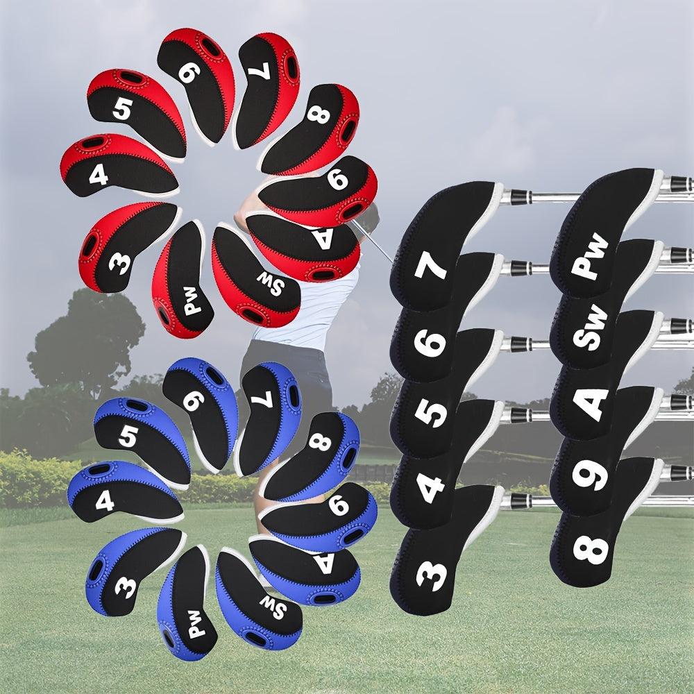10pcs Golf Club Head Covers Set - Iron Protective Covers, Essential Golf Accessories