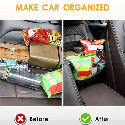 Car Purse Handbag Holder Between Seats – Seat Back Organizer with 3 Pockets and Large Capacity Storage Bag