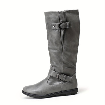 Women's Wide Calf Knee High Boots - Faux Fur-Lined Autumn & Winter Boots, Durable & Comfortable Knee-Length Style