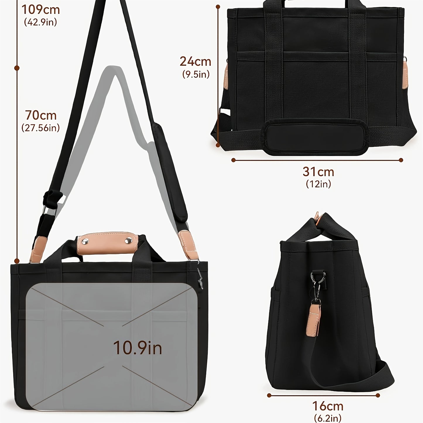Versatile Canvas Crossbody Bag – Stylish Shoulder Strap, Multiple Compartments, Spacious Interior – Perfect for Daily Use – Women’s Fashion Accessory