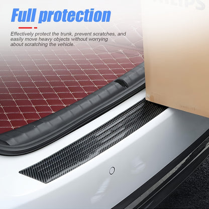 Car Rear Bumper Protector Guard – Carbon Fiber Rubber Door Sill Protection Strip, Universal Anti-Scratch for Pickup and SUV Trunks