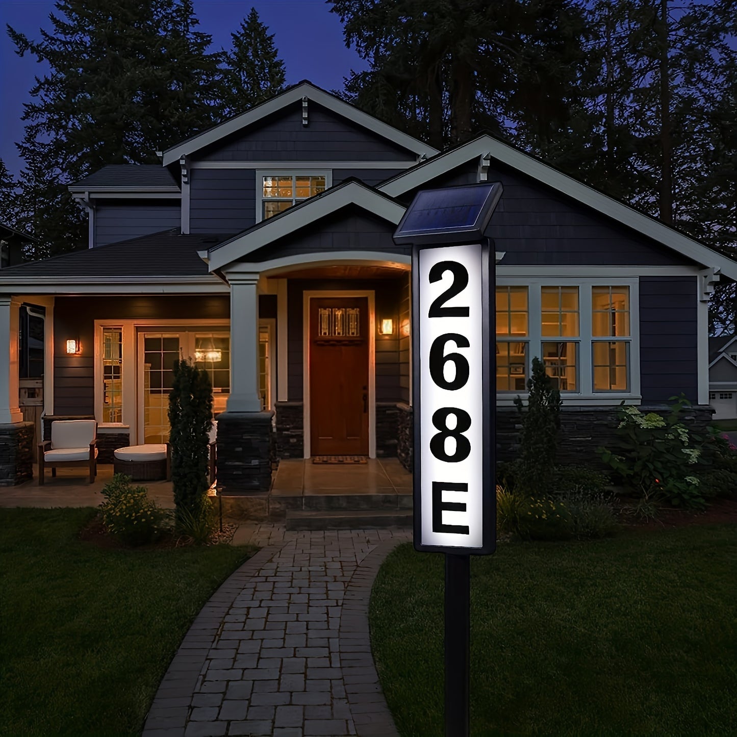 Solar Powered LED House Number Light – Weather-Resistant Outdoor Address Sign with Stake – Easy Installation, Energy-Efficient, Durable – 35 Inch Height for Homes