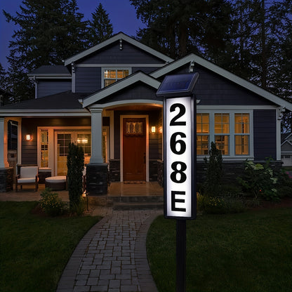 Solar Powered LED House Number Light – Weather-Resistant Outdoor Address Sign with Stake – Easy Installation, Energy-Efficient, Durable – 35 Inch Height for Homes