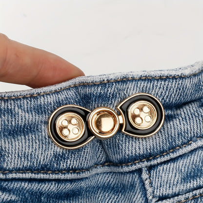 8 Pack Adjustable Waistband Buttons – Removable Instant Denim Pins, No-Sew Tighteners for Loose Jeans, Daisy Flower Design, White
