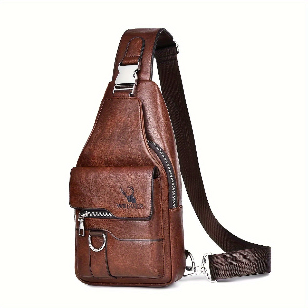 Men's PU Leather Vintage Chest Bag – Casual Large Capacity Crossbody with Multi-Compartments – Waterproof Premium Design for Everyday Use