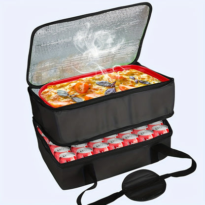 Insulated Double Casserole Carrier Lunch Bag - Fits 9x13 & 11x15 Inch Dishes for Hot or Cold Food - Perfect for School, College, and Kitchen Organization