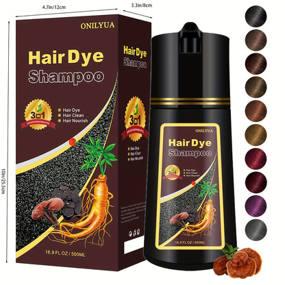 Blonde Brown Hair Dye Shampoo 3 in 1 – Instant Hair Color for Men & Women, Natural Brown Dye, Long-Lasting, Works in Minutes, Perfect for Halloween