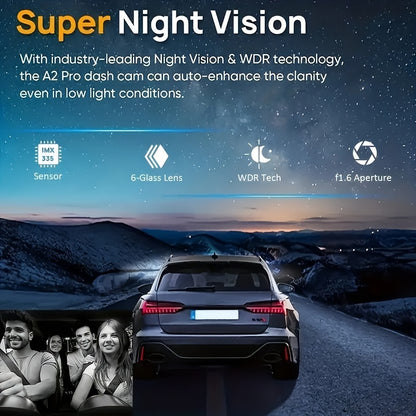 1080P Dual Camera Dash Cam for Cars – Front and Inside with IR Night Vision, Loop Recording, Wide Angle & 3.16 Inch IPS Screen, Optional 32GB Card