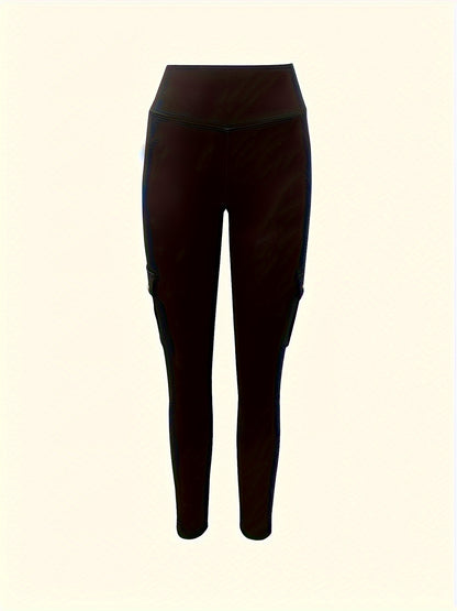 High-Waisted Butt Lifting Yoga Leggings - Women's Fall & Winter Activewear with Pockets, Moisture-Wicking, Four-Way Stretch, Breathable - Solid Color, Perfect for Fitness, Running, Outdoor Activities