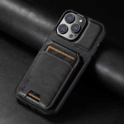 Suteni Luxury PU Leather Card Holder Phone Case - Compatible with iPhone 15 Pro Max, 14 Plus, 13, 12, 11, XR, XS Max