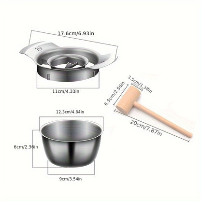 3pcs Pomegranate Peeling Tool Set - 304 Stainless Steel Deseeder, Aril Removal and Fruit Peeler for Easy Use