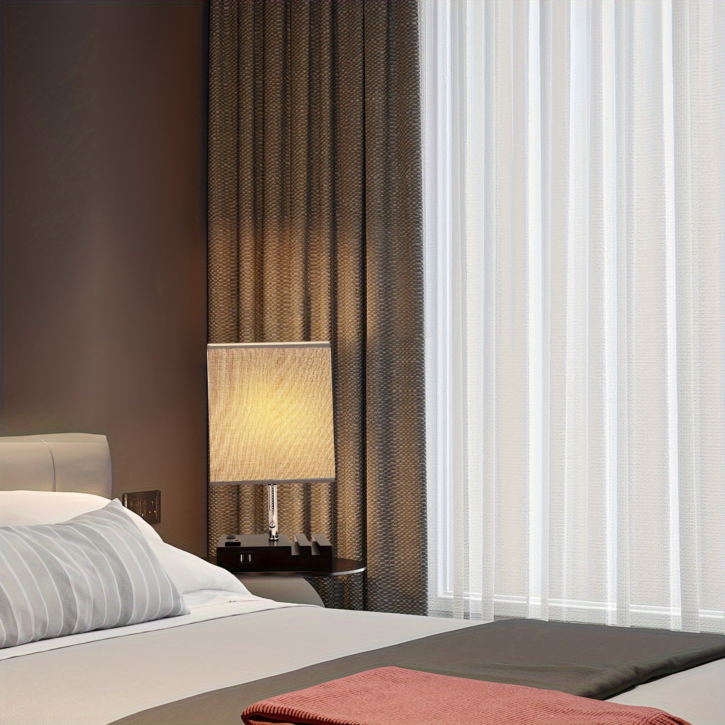 3 Color Temperature Bedside Lamp - Nightstand Table Lamp with 2 USB Ports and AC Outlet - LED Bulb Included - Ideal for Bedroom, Living Room, and Office