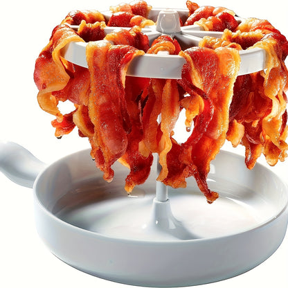 Microwave Bacon Cooker - Cooks 1LB Bacon, Reduces Fat by 40% - Crispier and Healthier in Minutes, Easy Clean-Up